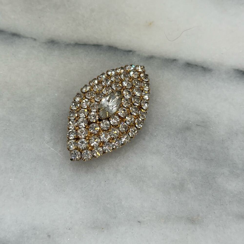 Vintage rhinestone and crusted gold plated belt buckle